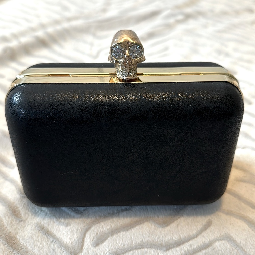 Skull Head Small Black Evening Bag